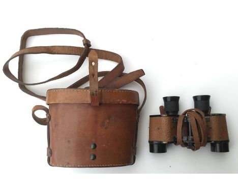 WW2 US Army Signal Corps Binoculars by Busch &amp; Lomb. Serial number EE290484. Complete with leather neck strap, leather ca