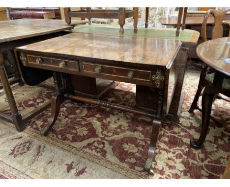 A Regency gilt metal mounted rosewood sofa table, width 95cm, depth 62cm, height 73cm