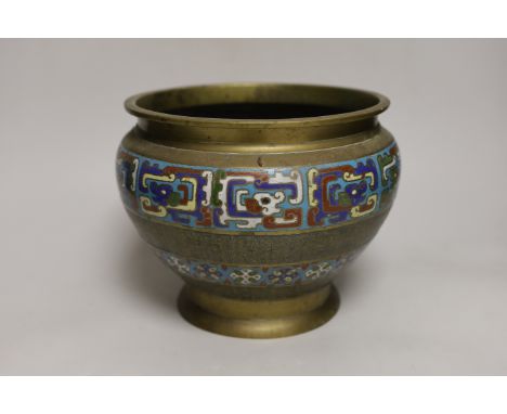 A Japanese champleve enamel and brass jardiniere, 19cm high
