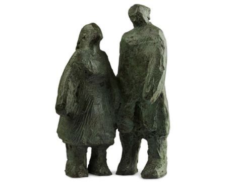  LAURENCE BRODERICK (BRITISH 1935 - 2024) THE COUPLE signed, patinated bronze 29cm high, 19cm wide (11 3/8in high, 7 ½in wide
