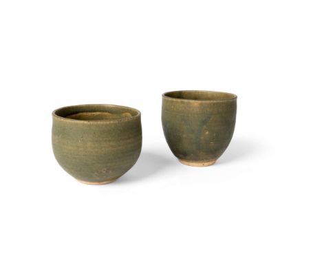  NORAH BRADEN (BRITISH 1901-2001) TWO TEA BOWLS painted potter's marks NB 249, stoneware 8cm high and 7cm high (3 1/8in high 