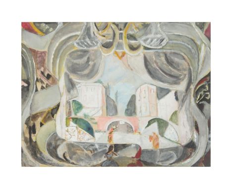  MAX JACOB (FRENCH 1876-1944) THEATRE SCENE, 1924 signed and dated Juin 24 in pen (lower left), gouache and mixed media on pa