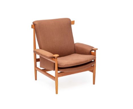  FINN JUHL (DANISH 1912-1989) FOR FRANCE AND SONS 'BWANA' LOUNGE CHAIR model no. 152, metal disc manufacturer's label, number