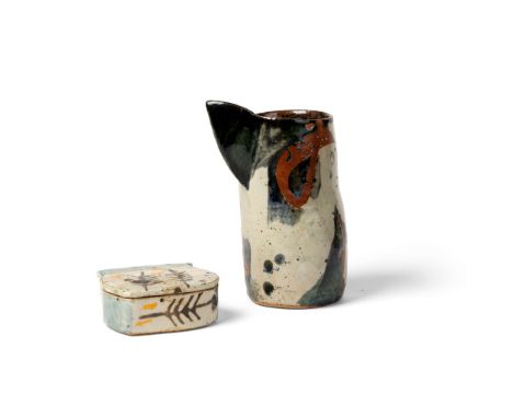  JOHN MALTBY (BRITISH 1936-2020) BEAKED VESSEL signed MALTBY, stoneware, 19cm high (7 ½in high); together with a BOX, stonewa