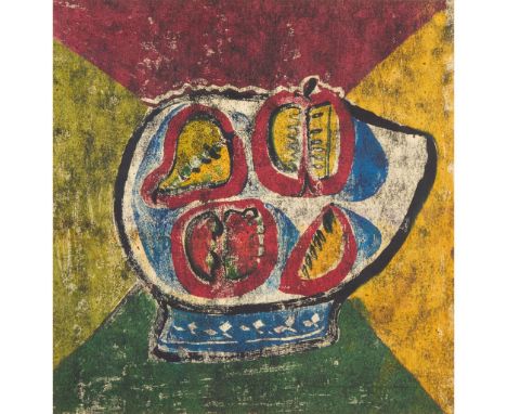  ROBERT MACBRYDE (BRITISH 1913-1966) STILL LIFE - FRUIT IN A DISH (DESIGN FOR ASCHER SQUARE), c. 1947 signed and titled ‘Stil