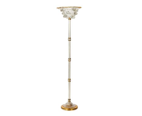  ERCOLE BAROVIER (ITALIAN 1889-1974) STANDARD LAMP, 1938-40 from the Mugnoni series, glass and brass 170cm high, 42cm diamete