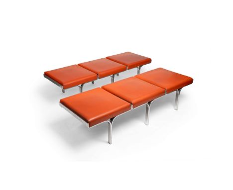  JOHN BEHRINGER (AMERICAN 1939-) FOR FABRY ASSOCIATES INC. PAIR OF 'LINK' BENCHES, DESIGNED 1961 model 656, with labels for t