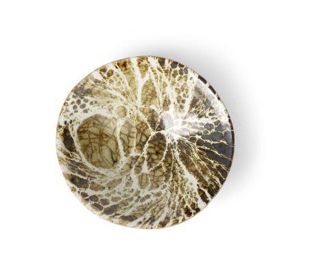  JAMES TOWER (BRITISH 1918-1988) FOOTED BOWL, 1980 incised signature and date, earthenware, with grey and white tin glaze 9cm