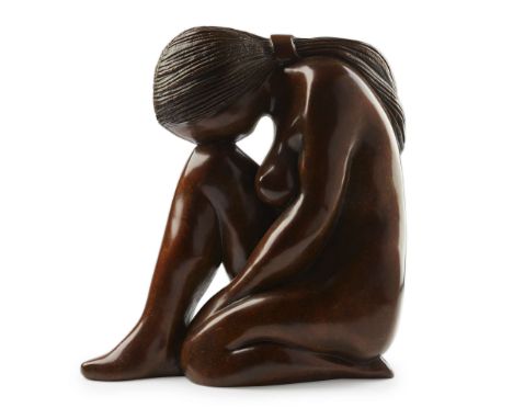  LAURENCE BRODERICK (BRITISH 1935 - 2024) GIRL WITH HAIRBAND signed, titled and numbered 5/7, patinated bronze 38cm high, 34c