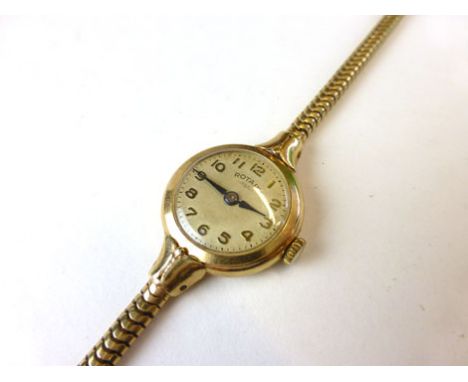 A Rotary 9ct gold ladies wrist watch and bracelet, both hallmarked CONDITION REPORT: No warranty is offered as to working con