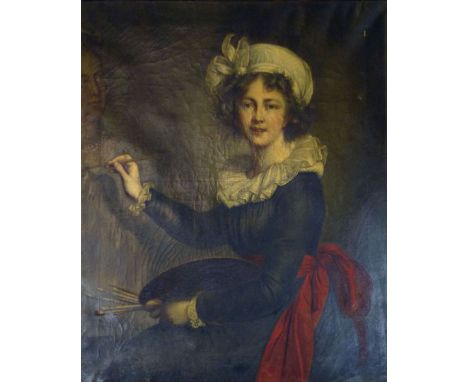 After Marie Louise Elizabeth Vigee-Lebrun, Self Portrait, apparently unsigned, pencil inscription to verso with the date 1875