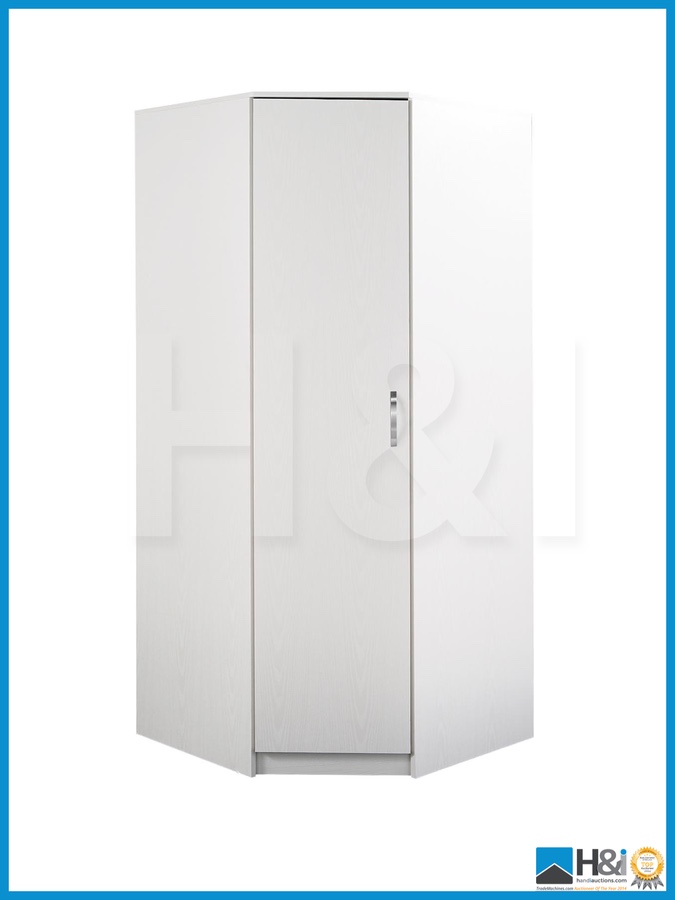 New In Box Peru 1door Corner Wardrobe White 180 X 80 X 80cm Rrp