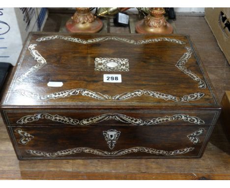A 19th Century Rosewood And Mother Of Pearl Inlaid Writing Slope