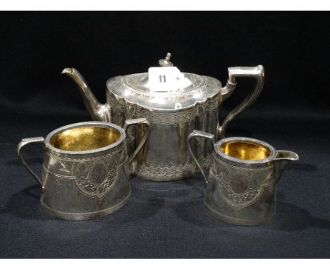 A Late Victorian Three Piece Plated Tea Service