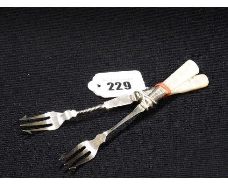 Two Mother Of Pearl Handled Pickle Forks
