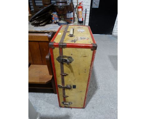 An Early 20th Century Pig Skin Covered Travelling Trunk With Paper Label Remnants