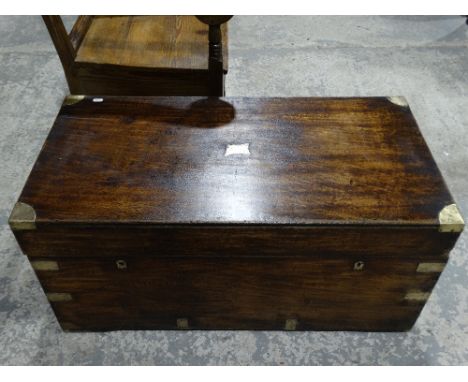 A 19th Century Mahogany Campaign Style Trunk With Brass Corners