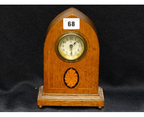 An Early 20th Century Oak And Inlaid Mantel Clock