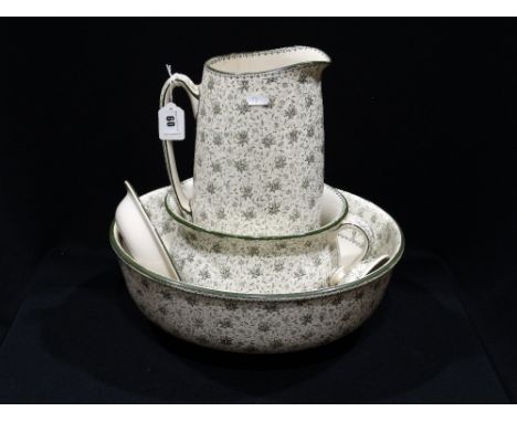 A Doulton Transfer Decorated Wash Jug And Basin Set