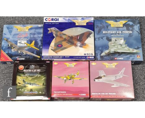 A collection of Corgi Aviation Archive diecast model aircraft, mostly 1:72 scale comprising AA36407 Eurofighter Typhoon FGR.4