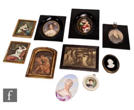 AFTER RAPHAEL - 'The Madonna della Seggiola', miniature enamel on porcelain plaque, oval, framed, 8cm x 6cm, frame size 16cm 
