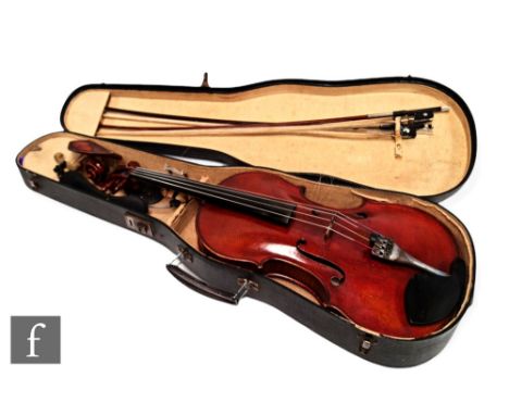 A 20th Century Viola by E &amp; P Voight dated 1953, Tertis model with internal label, length of back 41.5cm, with two unmark