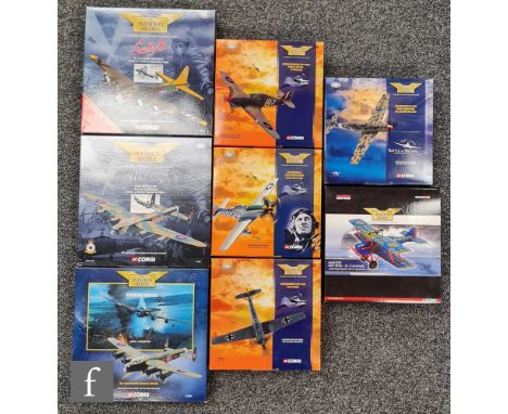 Eight Corgi Aviation Archive diecast model aircraft, to include Military and Flying Aces, including AA37701 RAF SE5a, 49103 H