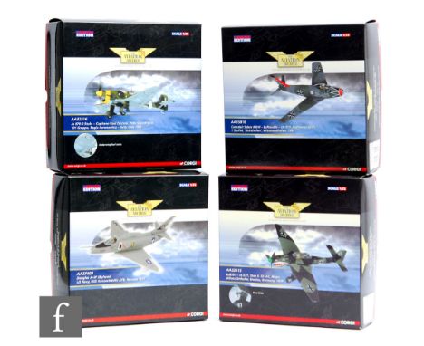 Four Corgi Aviation Archive 1:72 scale diecast model aircraft, AA7403 Douglas A-4F Skyhawk, AA32516 Ju 87R-2 Stuka, AA32515 J