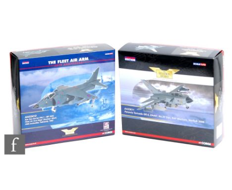 Two Corgi Aviation Archive 1:72 scale diecast model aircraft, AA33611 Panavia Tornado GR.4, and AA32413 The Fleet Air Arm 100