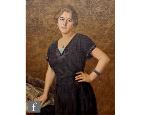 OSMAR SCHINDLER (GERMAN 1867-1927) - Portrait of Miss Sophia Wernher', oil on canvas, signed and dated 1922, framed, 103cm x 