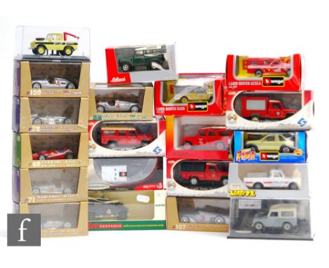 A collection of continental diecast models, mostly 1:43 scale Land Rovers, by Solido, Brumm, Schuco, Solido and similar, all 