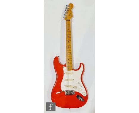 A 1991/92 Squier by Fender Classic Vibe '50s Stratocaster electric guitar, made in Japan, Fiesta Red finish, nickel-plated ha