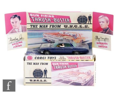 A&nbsp;Corgi 497 The Man from UNCLE Thrushbuster diecast model,&nbsp;blue body, plastic lamps, cast hubs, missing Waverly Rin