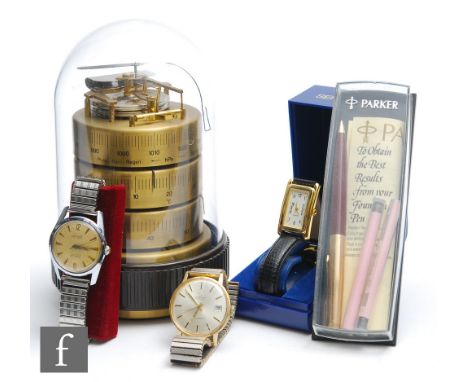 A Barigo Barometer, Thermometer, Hygrometer, a Parker propelling pencil, a Certina, another Accurist gents watch and a ladies