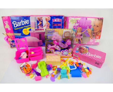 Mattel - Barbie - A collection boxed Barbie accessories, Bathroom Playset # 9511, Bathtub Fun set # 67437, Pose-Me Pets Place