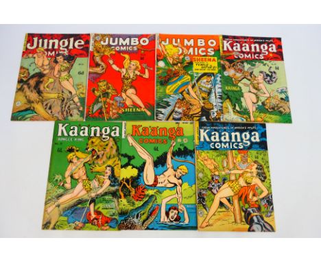 Fiction House Magazines - Seven Golden Age British reprint Jungle themed comics from Fiction House Magazines. Lot consists of