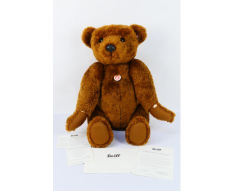 Steiff - A limited edition Steiff mohair brown bear - Bear has white Steiff buttoned label to its left ear. Bear's number is 