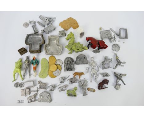 Sanderson, OSE Miniatures, Ral Partha, - Unboxed white metal figures and plinths, and similar - Lot includes a black horse we