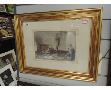 A vintage print of maidens bathing after Russell Flint