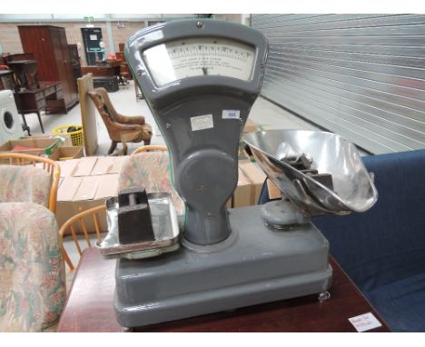 A set of Vintage Avery shop scales and weights