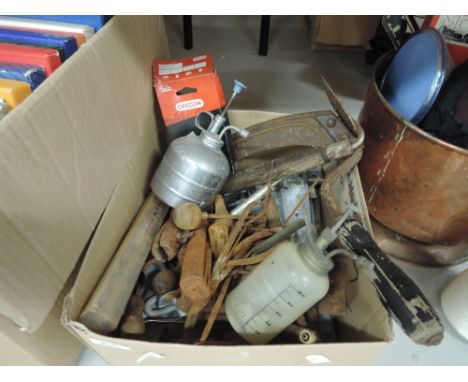 A selection of vintage gardening and garage tools
