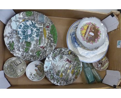 A Mixed Collection of Items to Include Wedgwood Pin Dish, Johnson Bros Pin Dishes, Myotts Country Life Side Plate, Myott The 