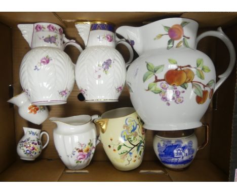 A Mixed Collection of porcelain jugs including examples from Royal Worcester, Coalport, Copeland Spode etc. (1 Tray)