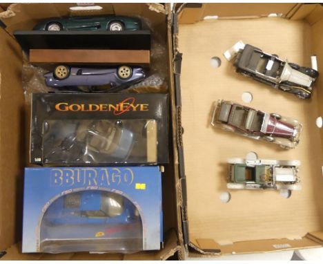 Collection of six 1:18 scale die-cast cars to include Franklin Mint 1925 Rolls-Royce Silver Ghost, Duesenberg Derham Tourster