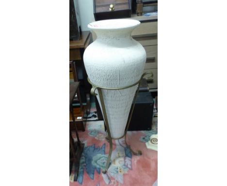 Modern Amphora Vase in metal Stand. Chi to rim. Height: 90cm