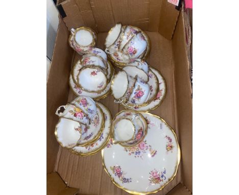 Hammersley 'Dresden Sprays' double tea set, Pattern No. 12668. Comprising twelve trio's, two milk jugs and two open sugar bow