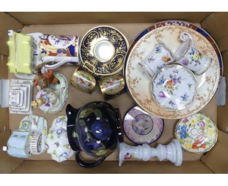 Mixed Collection of Ceramics including Grimwades Jug, continental porcelain cups, Vienna style cans and saucers, Coalport cot