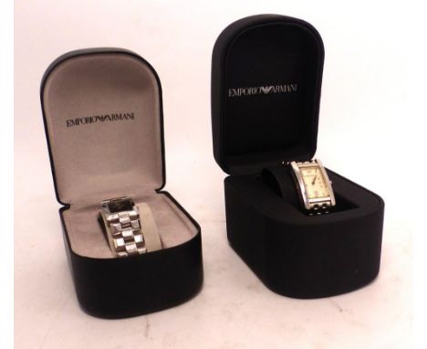 Two Emporio Armani ladies watches, boxed. (2)