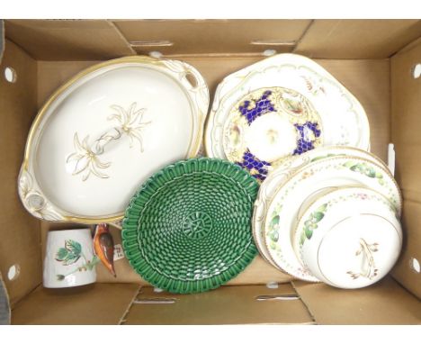 A Mixed Collection of Ceramics to inlcude 19th Century handpaitned porcelin service ware, Ridgway Lidded Meat Platter etc. (1