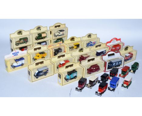 Fifteen boxed Days Gone By die cast model vehicles, together three other boxed models and playworn vehicles. 